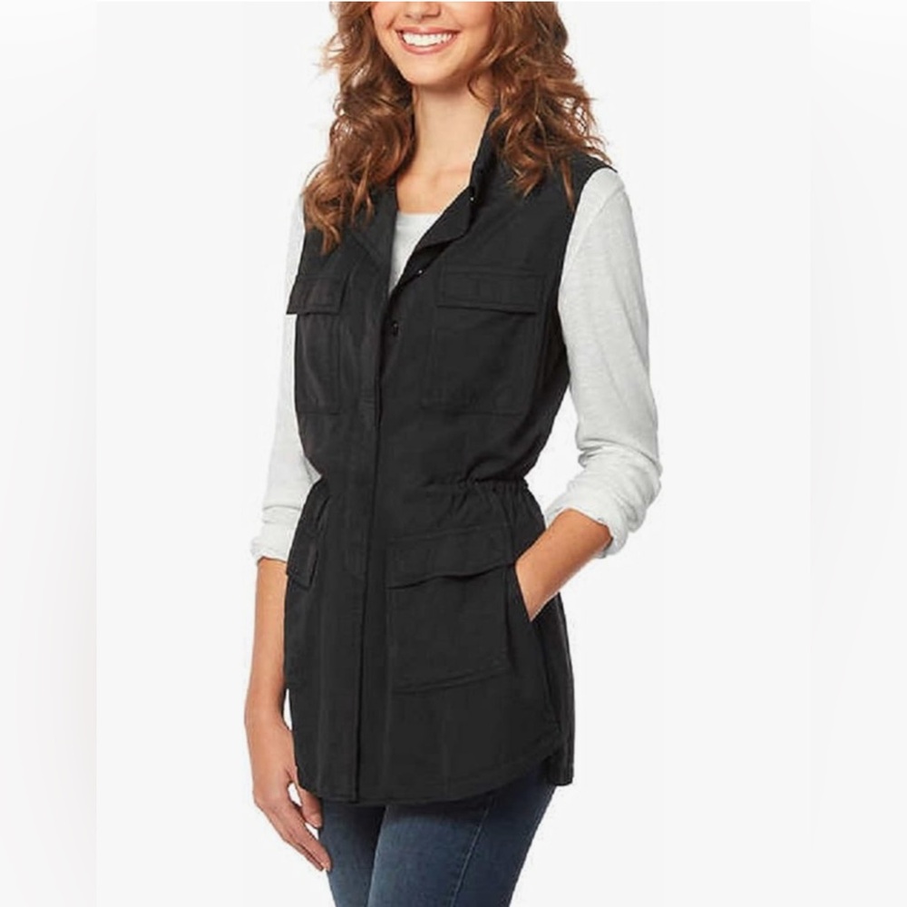 Buffalo David Bitton Women’s Vest XXL Black Adjustable Cinch Waist w/Pockets NWT